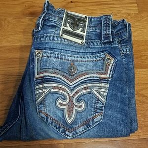 Rock Revival Mens Walker Boot Jeans Size 33